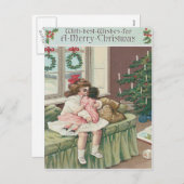 クリスマスモーニングツリープレゼントガールドール シーズンポストカード (正面/裏面)