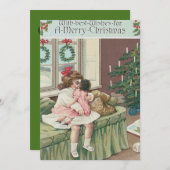 クリスマスモーニングツリープレゼントガールドール 招待状 (正面/裏面)