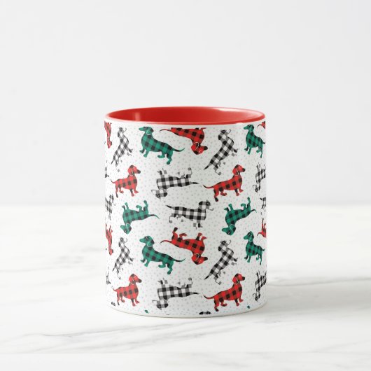 クリスマスモーニングバッファロープレイドダッシュンズコーヒー マグカップ (中央)