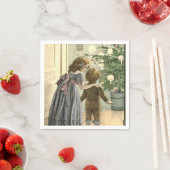 クリスマスモーニングヴィンテージ紙ナプキン スタンダードカクテルナプキン (インサイチュ)