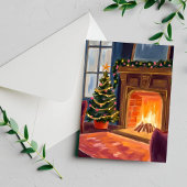 クリスマスモーニング暖炉 シーズンカード