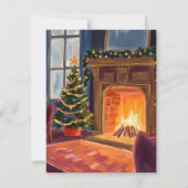 クリスマスモーニング暖炉 シーズンカード (正面)