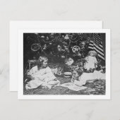 クリスマスモーニング1901年ヴィンテージ立体視 シーズンポストカード (正面/裏面)