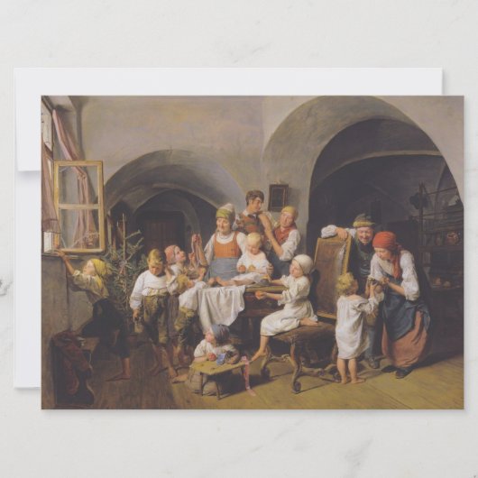 クリスマスモーニング(by Ferdinand Georg Waldmuiller) カード (正面)