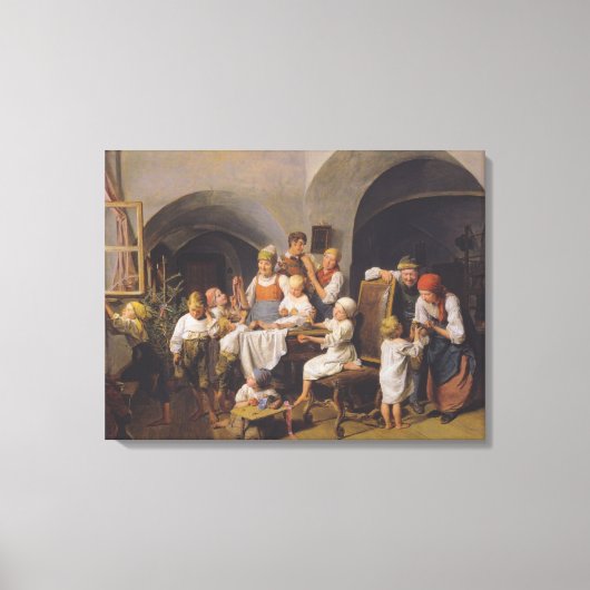 クリスマスモーニング(by Ferdinand Georg Waldmuiller) キャンバスプリント (正面)