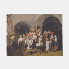 クリスマスモーニング(by Ferdinand Georg Waldmuiller) ドアマット