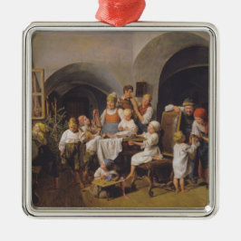クリスマスモーニング(by Ferdinand Georg Waldmuiller) メタルオーナメント
