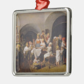 クリスマスモーニング(by Ferdinand Georg Waldmuiller) メタルオーナメント (左)