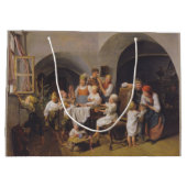 クリスマスモーニング(by Ferdinand Georg Waldmuiller) ラージペーパーバッグ (裏面)