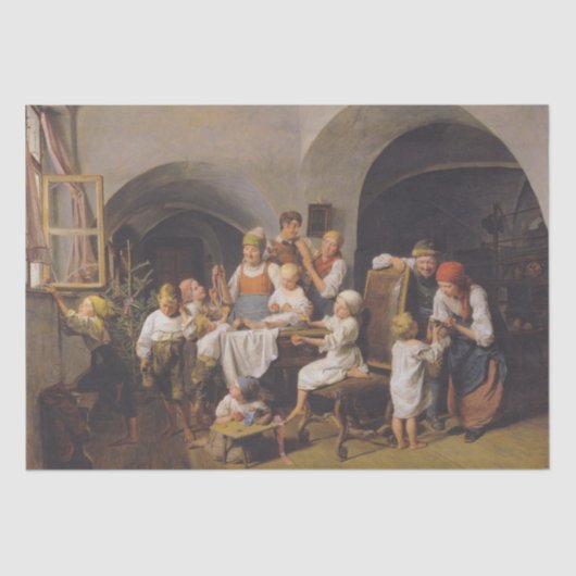 クリスマスモーニング(by Ferdinand Georg Waldmuiller) 薄葉紙 (正面)