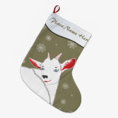 クリスマスヤギあなたの名前を追加あなたの色を選択 ラージクリスマスストッキング (正面 (吊り時))