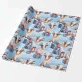 クリスマスヤギとギフト ラッピングペーパー (アンロールド)