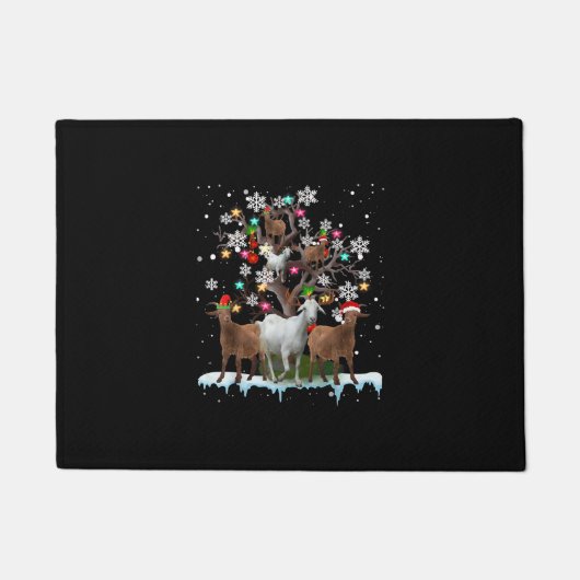 クリスマスヤギの木にサンタヤギの恋人 ドアマット (正面)