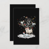 クリスマスヤギの木の上におもしろいサンタヤギ恋人のギフト サンキューカード (正面/裏面)