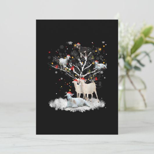 クリスマスヤギの木の上におもしろいサンタヤギ恋人のギフト セーブザデート (スタンド正面)