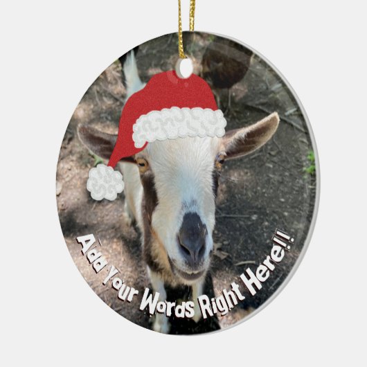 クリスマスヤギカスタムのメッセージオーナメント セラミックオーナメント (左)