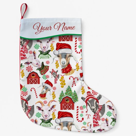 クリスマスヤギ飴とジングルベル スモールクリスマスストッキング (正面)