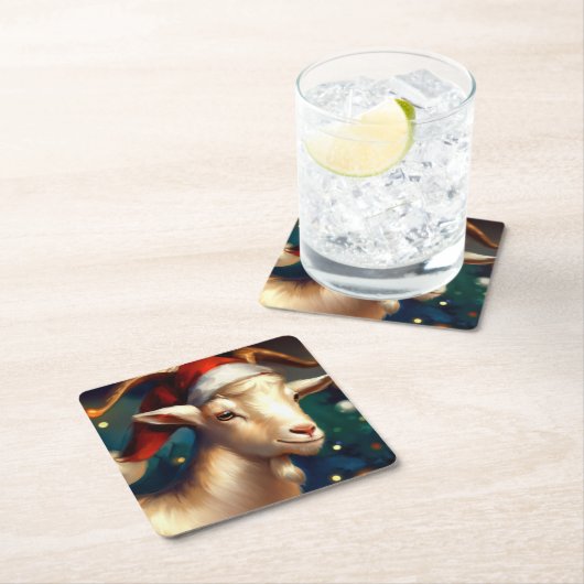クリスマスヤギ1 スクエアペーパーコースター (インサイチュ)