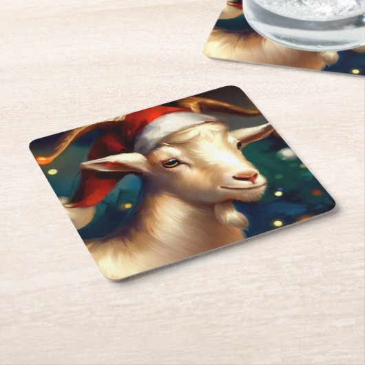 クリスマスヤギ1 スクエアペーパーコースター (アングル)