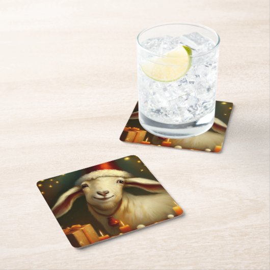 クリスマスヤギ3 スクエアペーパーコースター (インサイチュ)