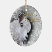 クリスマスヤギBabyGirlあなたの写真を追加 セラミックオーナメント (右)
