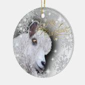 クリスマスヤギBabyGirlあなたの写真を追加 セラミックオーナメント (左)