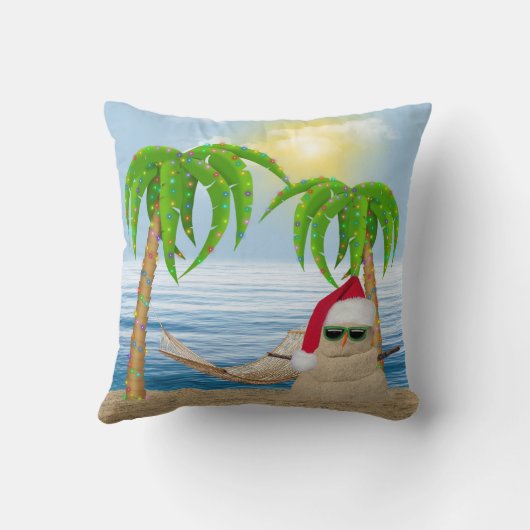 クリスマスヤシの木が植えられたサンタサンドマン クッション (裏面)