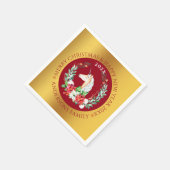 クリスマスユニコーンとポインセチアの構図 スタンダードカクテルナプキン (角)