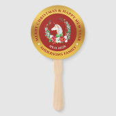 クリスマスユニコーンとポインセチアの構図 ハンドファン (裏面)