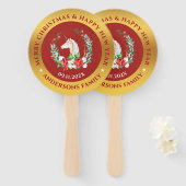 クリスマスユニコーンとポインセチアの構図 ハンドファン (正面&裏面)