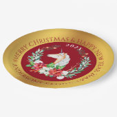 クリスマスユニコーンとポインセチアの構図 ペーパープレート (アングル)
