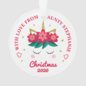 クリスマスユニコーンの姪の贈り物パーソナライズされた オーナメント (裏面)
