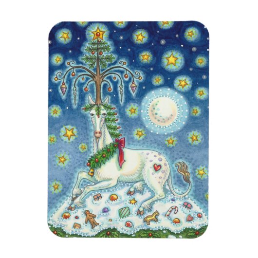 クリスマスユニコーンの魔法、休日の馬磁石 マグネット (縦)