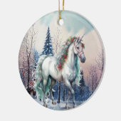 クリスマスユニコーンウィンターシーンホリデー セラミックオーナメント (左)