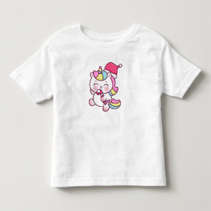 クリスマスユニコーンガール トドラーTシャツ