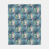 クリスマスユニコーンキャンディーケーンカスタム フリースブランケット (正面)