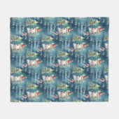 クリスマスユニコーンキャンディーケーンカスタム フリースブランケット (正面(横))