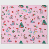 クリスマスユニコーンサンタラッピング紙キッズガールズ ラッピングペーパー (フラット)