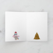 クリスマスユニコーンサンタ金ゴールドグリッタークリスマスツリー カード (内部)
