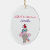 クリスマスユニコーンサンタ金ゴールドグリッタークリスマスツリー セラミックオーナメント (右)