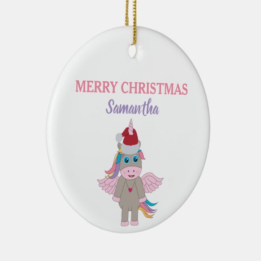 クリスマスユニコーンサンタ金ゴールドグリッタークリスマスツリー セラミックオーナメント (右)