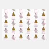 クリスマスユニコーンサンタ金ゴールドグリッタークリスマスツリー ラッピングペーパーシート (正面)