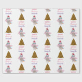 クリスマスユニコーンサンタ金ゴールドグリッタークリスマスツリー ラッピングペーパー (フラット)