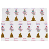 クリスマスユニコーンサンタ金ゴールドグリッタークリスマスツリー ラージペーパーバッグ (正面)