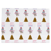 クリスマスユニコーンサンタ金ゴールドグリッタークリスマスツリー ラージペーパーバッグ (裏面)