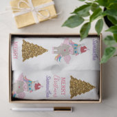 クリスマスユニコーンサンタ金ゴールドグリッタークリスマスツリー 薄葉紙 (ギフト)