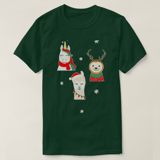 クリスマスユニコーンディアラーマ Tシャツ (デザイン正面)