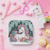 クリスマスユニコーンパーティープレート ペーパープレート (パーティー)