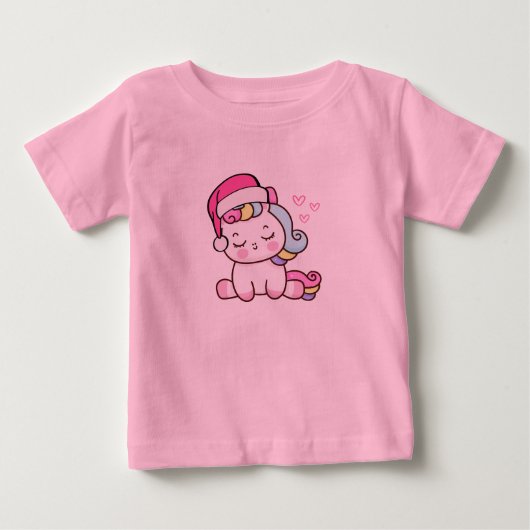 クリスマスユニコーンベビー ベビーTシャツ (正面)