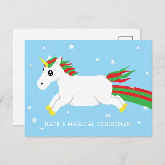 クリスマスユニコーンマジカルホリディポストカード シーズンポストカード (正面/裏面)